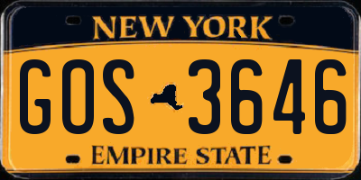 NY license plate GOS3646