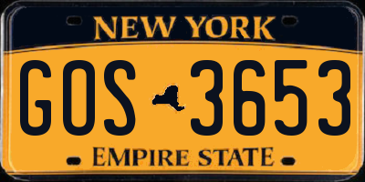 NY license plate GOS3653