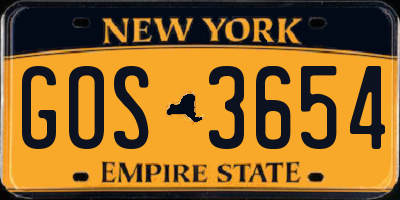 NY license plate GOS3654