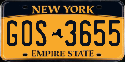 NY license plate GOS3655