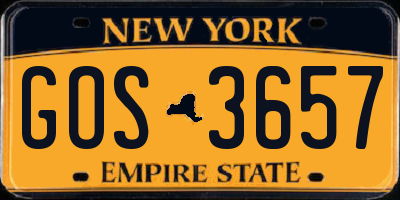 NY license plate GOS3657