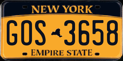 NY license plate GOS3658