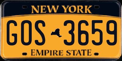 NY license plate GOS3659