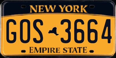 NY license plate GOS3664