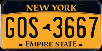 NY license plate GOS3667