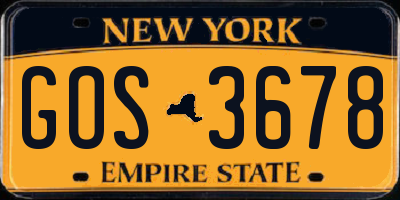 NY license plate GOS3678