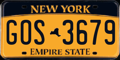 NY license plate GOS3679