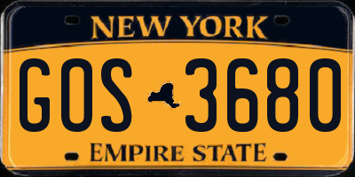 NY license plate GOS3680