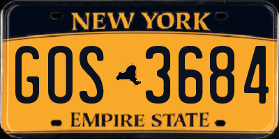 NY license plate GOS3684