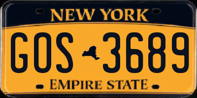 NY license plate GOS3689