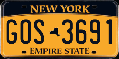 NY license plate GOS3691