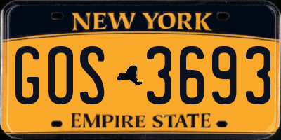 NY license plate GOS3693