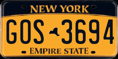 NY license plate GOS3694