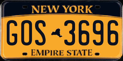 NY license plate GOS3696