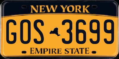 NY license plate GOS3699