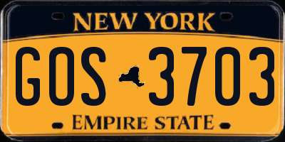 NY license plate GOS3703