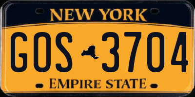 NY license plate GOS3704