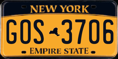 NY license plate GOS3706