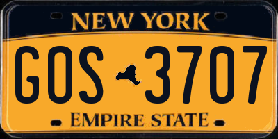 NY license plate GOS3707