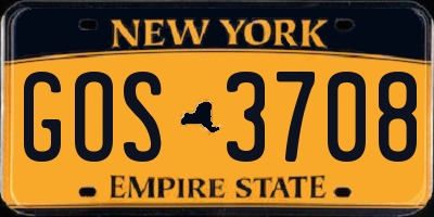 NY license plate GOS3708