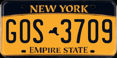 NY license plate GOS3709