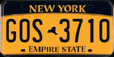 NY license plate GOS3710