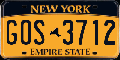 NY license plate GOS3712