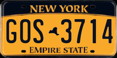 NY license plate GOS3714