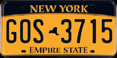 NY license plate GOS3715