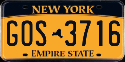 NY license plate GOS3716