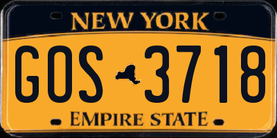 NY license plate GOS3718