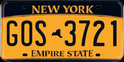NY license plate GOS3721