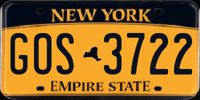 NY license plate GOS3722