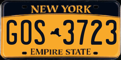 NY license plate GOS3723
