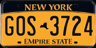 NY license plate GOS3724