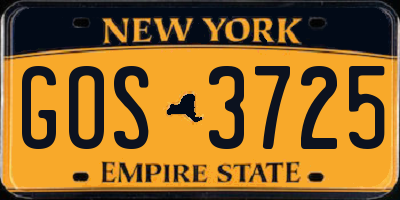 NY license plate GOS3725
