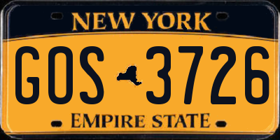 NY license plate GOS3726