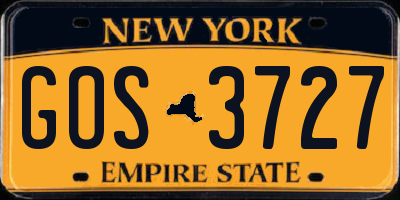 NY license plate GOS3727
