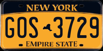 NY license plate GOS3729