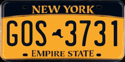 NY license plate GOS3731