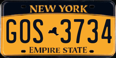 NY license plate GOS3734