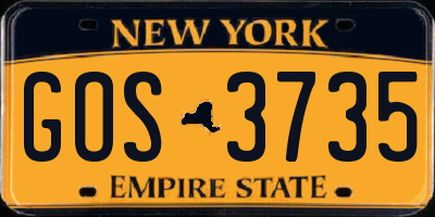 NY license plate GOS3735