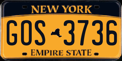 NY license plate GOS3736