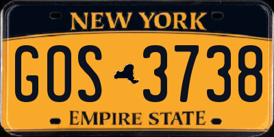NY license plate GOS3738