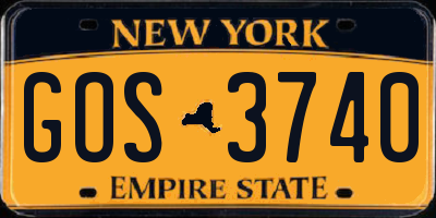 NY license plate GOS3740