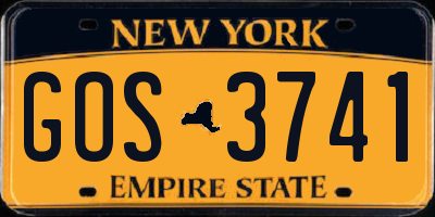 NY license plate GOS3741
