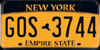 NY license plate GOS3744