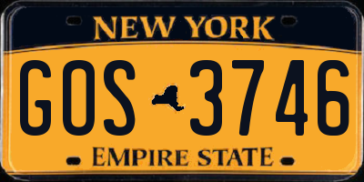 NY license plate GOS3746