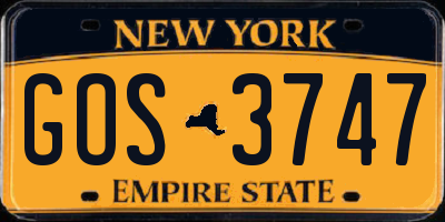 NY license plate GOS3747