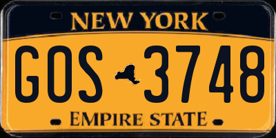 NY license plate GOS3748